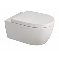 SSWW - Inodoro de pared sin borde de enjuague- incluye asiento de inodoro desmontable con cierre suave automático…